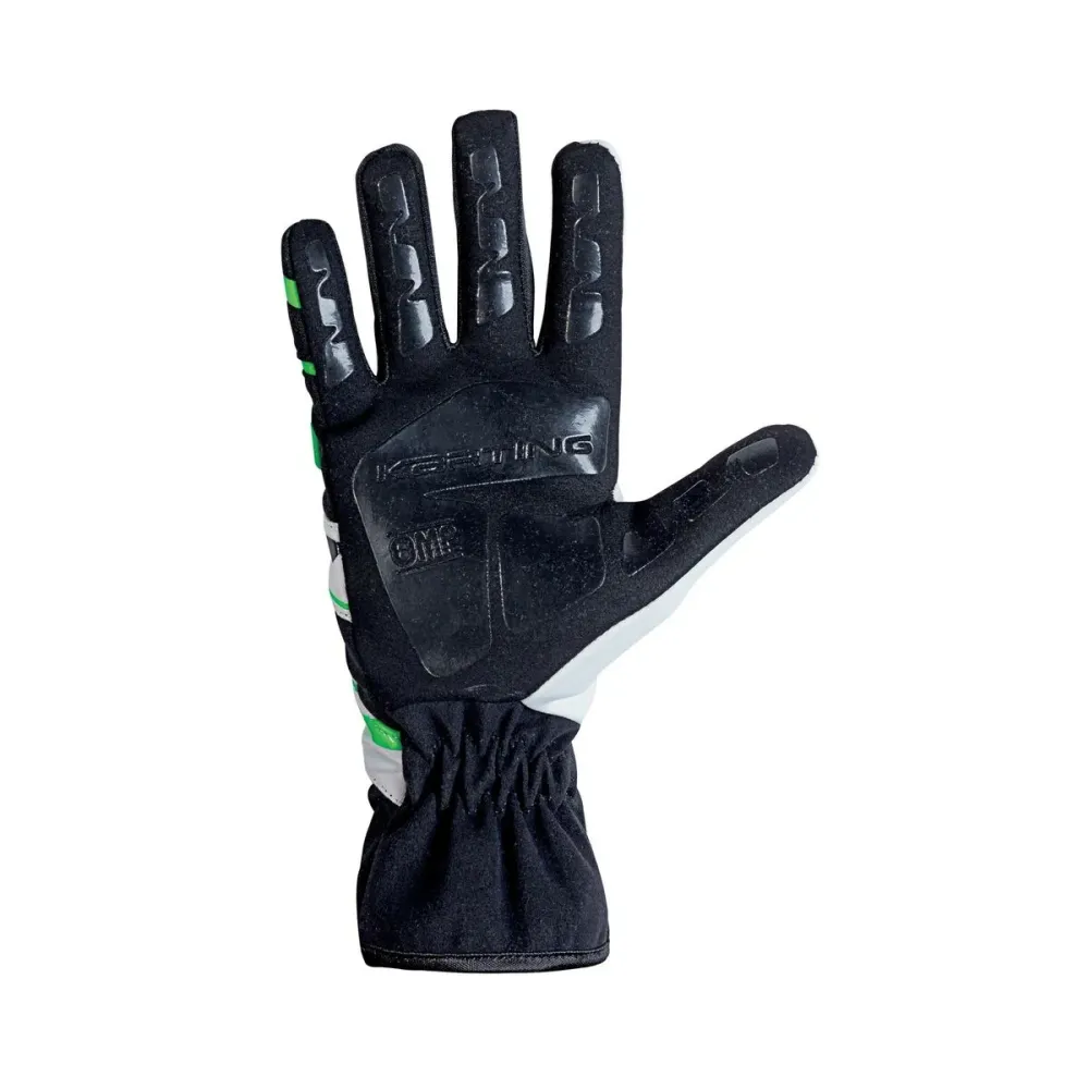 Kids Karting Gloves OMP KS-3 MY2018 Alb Negru Verde 6 kart