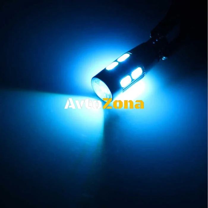 Bec cu led pentru manometru T10 W5W LED 10 SMD, Canbus, 12V lumină albastră