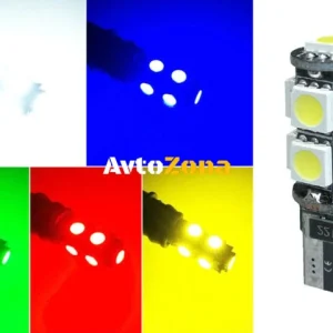 Becuri LED pentru manometru, T10-5050 W5W, 9 SMD, 12V, 5 culori de lumină
