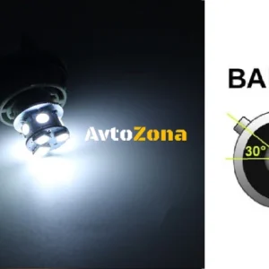 Becuri LED, 22 SMD, BA15S 1156 (P21W), Asimetric, Distanț dintre pini (150°), Offset, 12V, Lumină albă