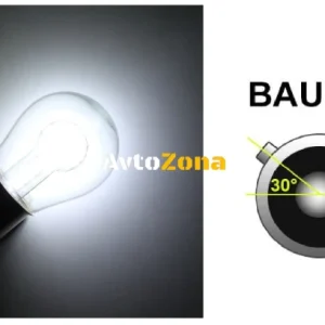 Becuri LED, 18 SMD, BAU15S 1156 (PY21W), Asimetric, Pin Spaced (150°) , Offset, 24V, Lumină albă