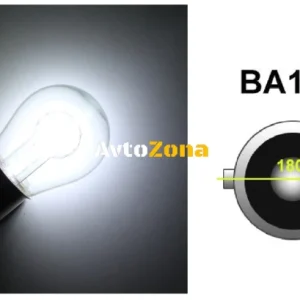Becuri LED, 18 SMD, Canbus, BA15S 1156 (P21W), Pini opuși (180°), Opuse, 24V, Lumină albă