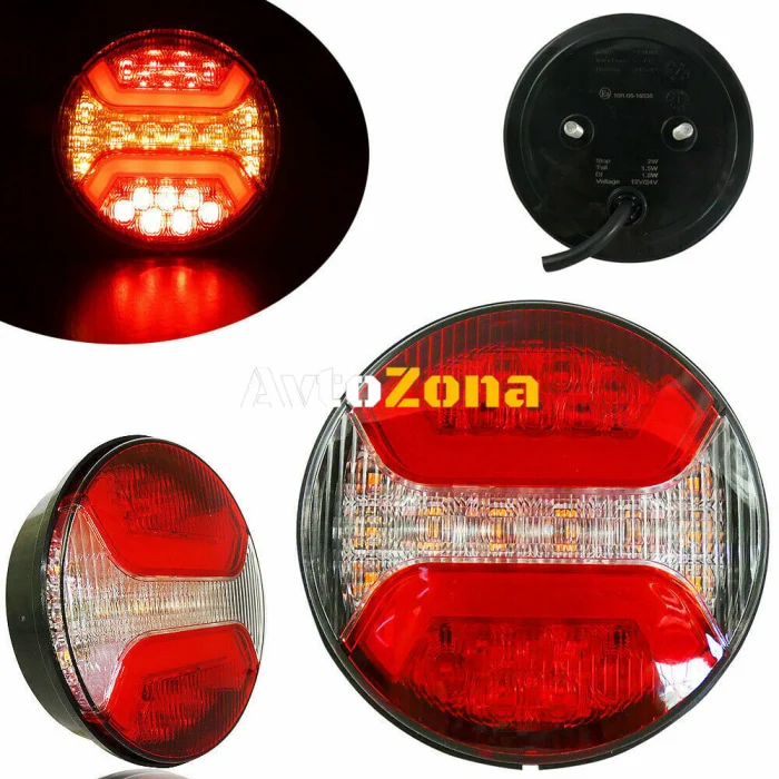 1 Bucată LED Ice Diode Stop Tip Hamburger Neon Efect Ø12cm 112mm 12V-24V Pentru Camion, Remorcă, Autobuz, Caravană, Camper...