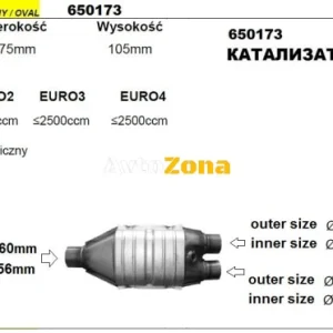 Catalizator pentru motoare de până la 3000 cc - Model 173/2x1-f60, lungime 425 mm