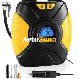 Compresor de aer portabil digital electronic pentru anvelope auto 12V + lanternă 120W 10A 90Psi