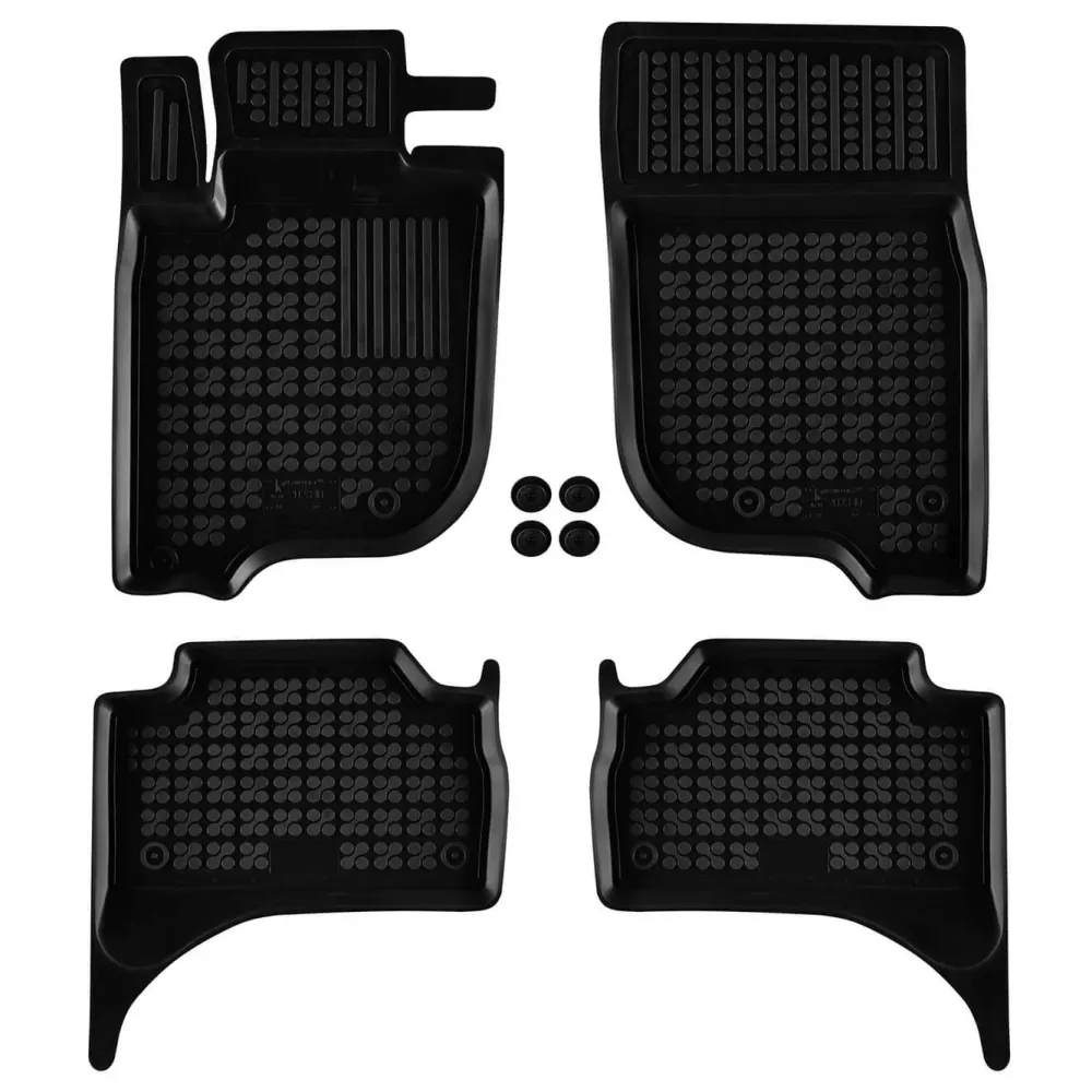 Covorașe din cauciuc Rezaw-Plast pentru Mitsubishi L200 V (2019+), cabină dublă, transmisie automată 4x4 AWD, 4 părți, negru