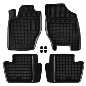 Covorașe din cauciuc Rezaw-Plast pentru Peugeot 307 (2001-2007) - pentru versiuni cu extinctor, 4 părți, negru