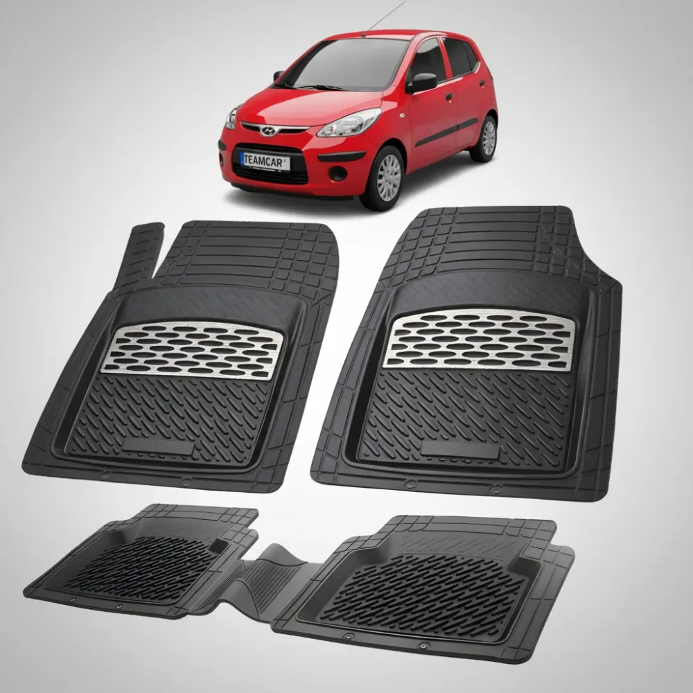 Covorase Auto Hyundai i10 2007-2010 - Cauciuc Tip Tavita-Silver