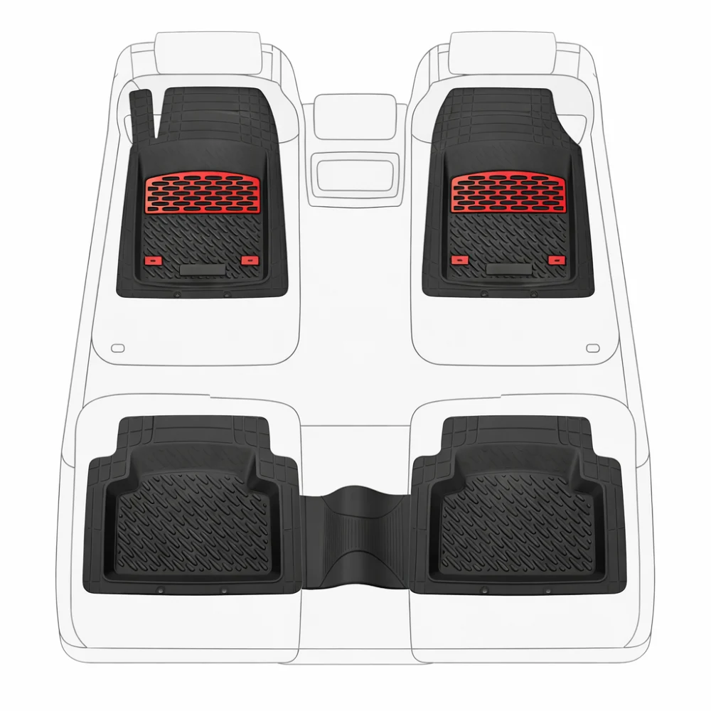 Covorase Auto Hyundai i30 I (2007-2012) - Cauciuc Tip Tavita -Red