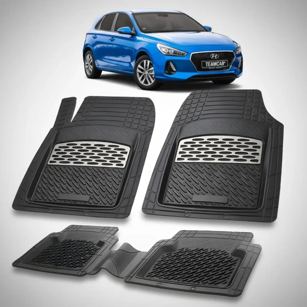 Covorase Auto Hyundai i30 III (2017-2020) - Cauciuc Tip Tavita -Silver