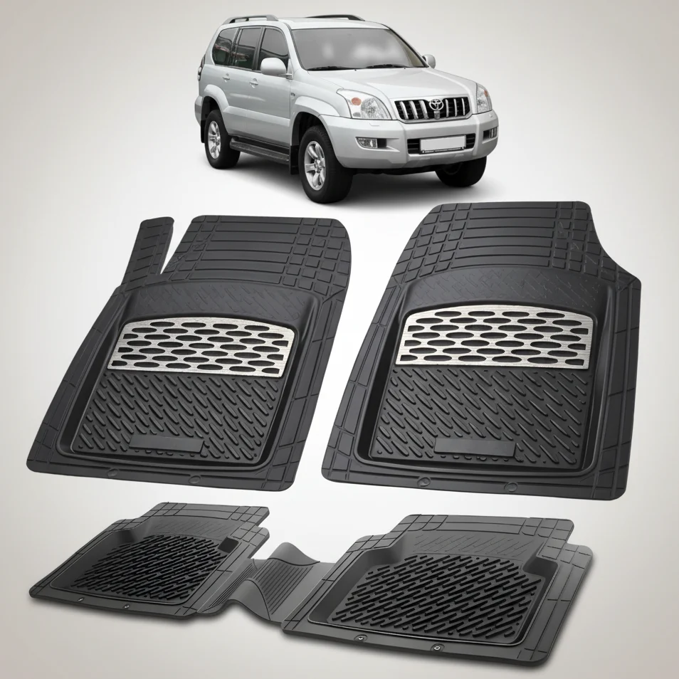 Covorase Auto Tavita Cauciuc Compatibile Toyota Land Cruiser J120 (2002-2009) Silver