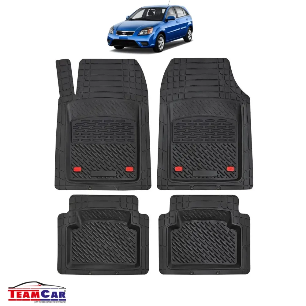 Covorase Auto TeamCar® Kia Rio DC (2000-2005) - Negru - Cauciuc Rezistent Tip Tavita