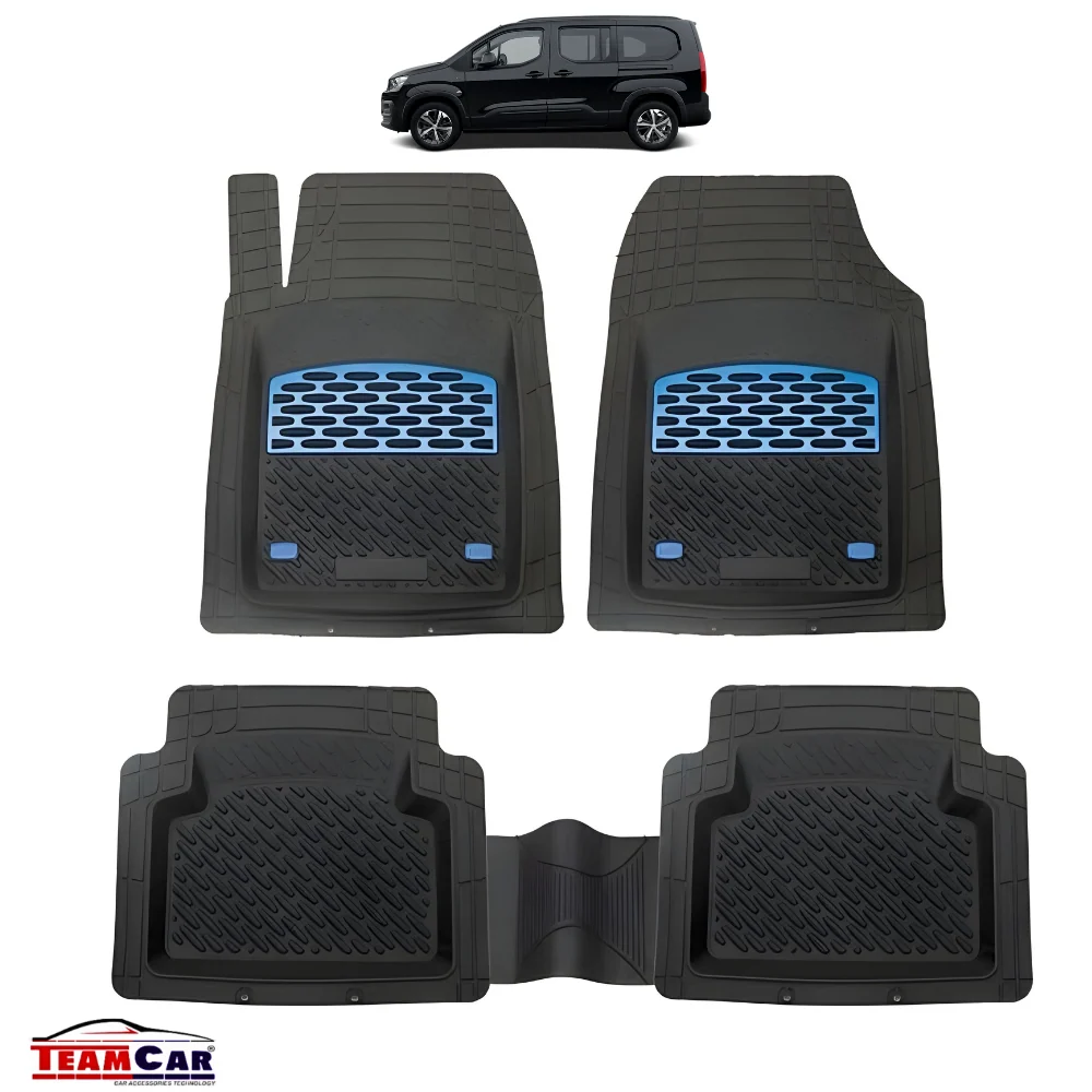 Covorase Auto TeamCar® Tip Tavita Compatibile Peugeot Partner/Rifter (2018-2024) Material Rezistent Blue