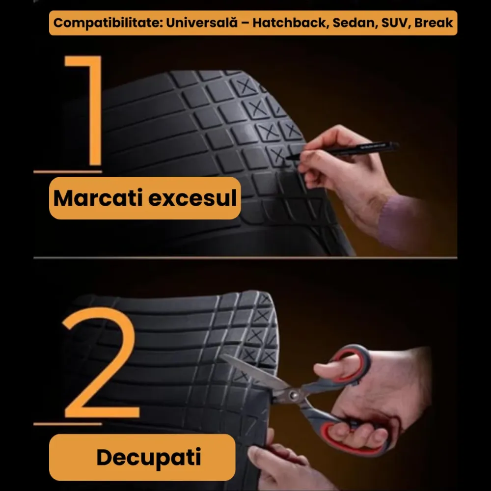 Covorase Auto Universale Safir Set 5 Piese Compatibile | Black/Silver