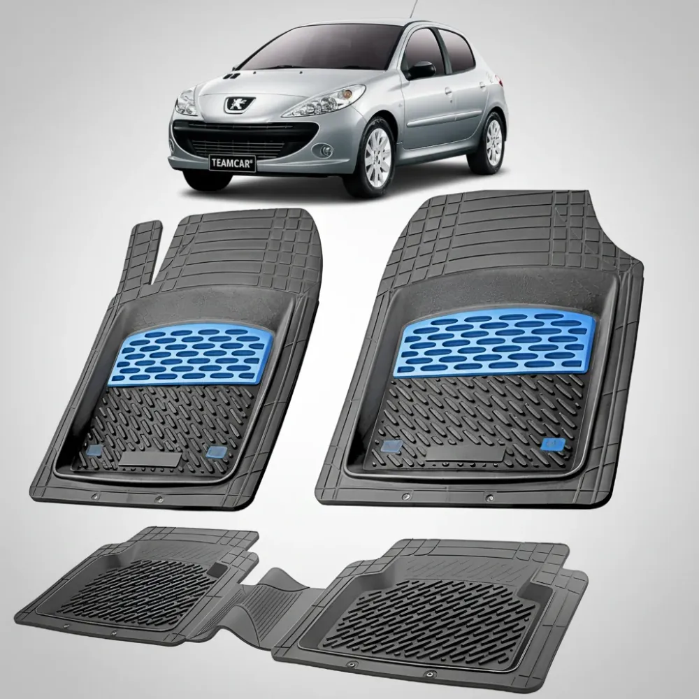 Covorase Cauciuc tip Tavita Compatibile Peugeot 206 Plus Hatchback 5 usi, Blue