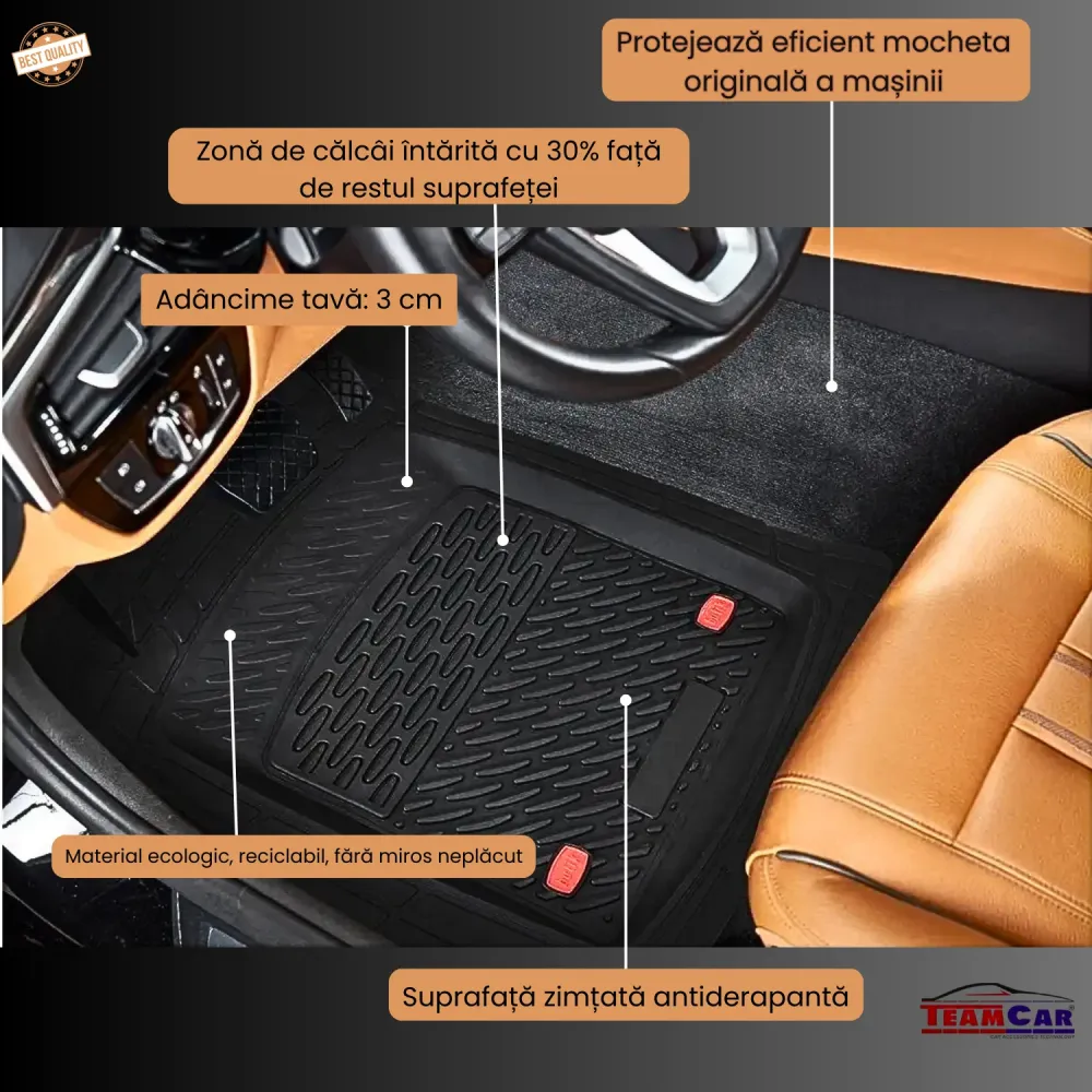 Covorase Hyundai i40 2015–2018 - Cauciuc Tip Tavita -Black