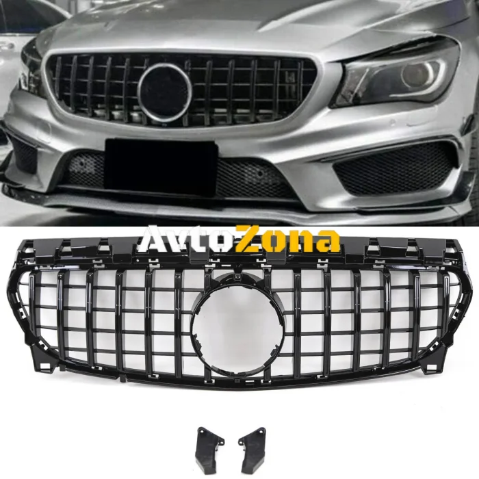 Grilă centrală față pentru Mercedes CLA C117 X117 W117 Facelift (2016-2018) CLA45 GT-R Panamericana Design Full Black