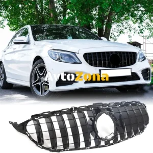 Grilă față pentru Mercedes C-Class W205 S205 C205 (2014-2018) cu design GT-R Panamericana în negru cu cameră 360