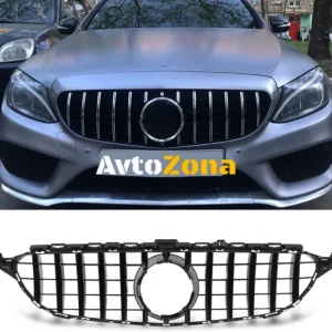 Grilă față pentru Mercedes C-Class W205 S205 C205 (2014-2018) cu design GT-R Panamericana în crom negru