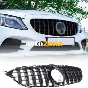 Grila frontală pentru Mercedes C-Class W205 Sedan S205 T-Modell A205 Cabriolet C205 Coupe Facelift (03.2018-2020) în culoa...