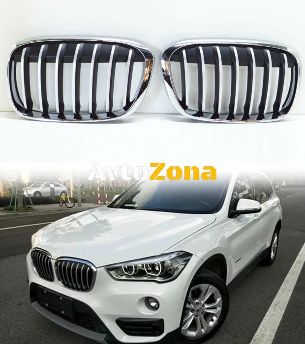 Grila frontală X-Line Chrome Black pentru BMW X1 F48 (2015-2018)
