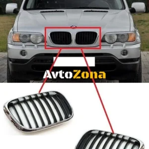 Grile frontale pentru BMW X5 E53 (1999-2003) - Negru/Crom