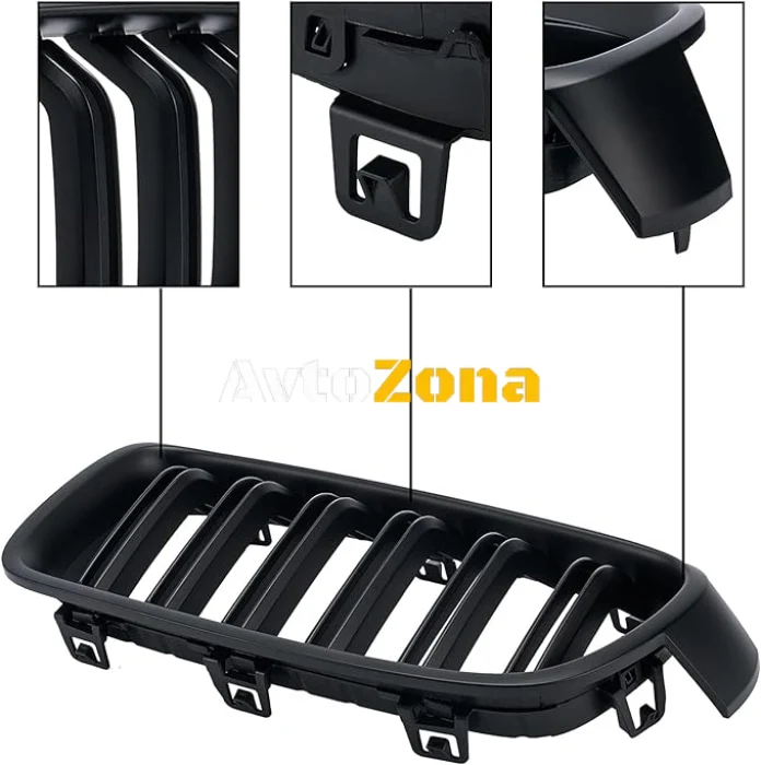 Grile frontale pentru BMW Seria 3 F30 F31 (duble, negru mat)