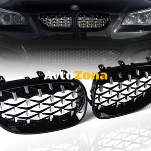 Grile negre / cromate pentru BMW E60 (2003-2010) cu design diamantat