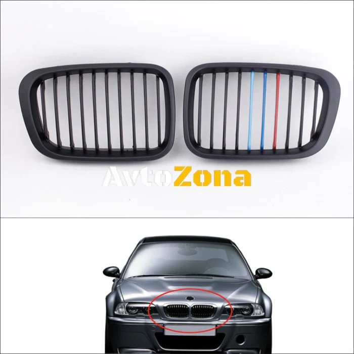 Grile negre mate cu culori M pentru BMW E46 Seria 3 (1998-2001)
