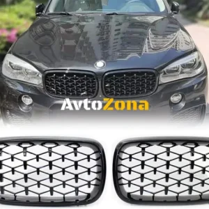 Grile pentru BMW X6 F16 (2014-2019) - Negru lucios, stil diamant