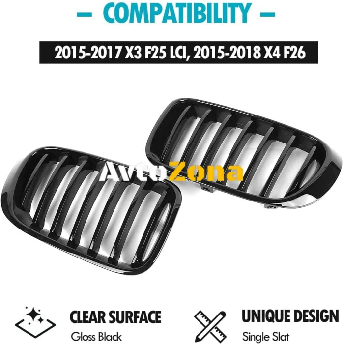 Grile pentru BMW X4 F26 (2014-2018) - Negru lucios