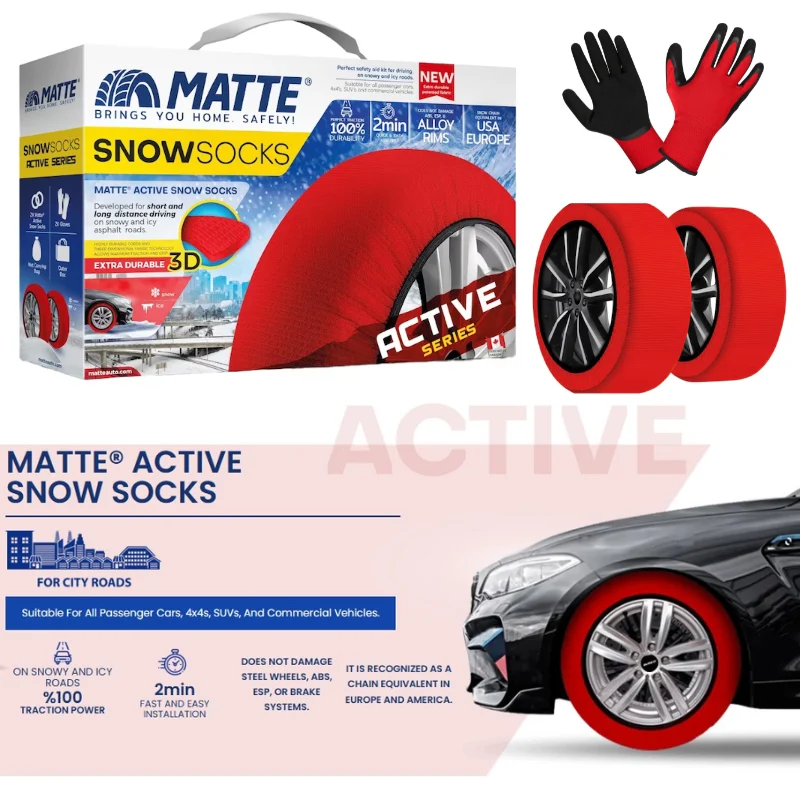 Huse antiderapante zăpadă MATTE ACTIVE mărimea S, textil, omologate EN16662-1, set 2 buc