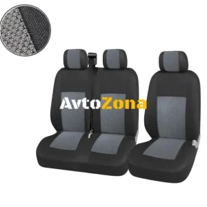 2+1 huse de scaune gri de lux pentru Mercedes Sprinter Vito Vw Crafter T5 Ford Transit Peugeot Iveco Premium Cloth
