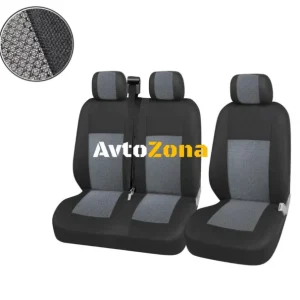 2+1 huse de scaune gri de lux pentru Mercedes Sprinter Vito Vw Crafter T5 Ford Transit Peugeot Iveco Premium Cloth