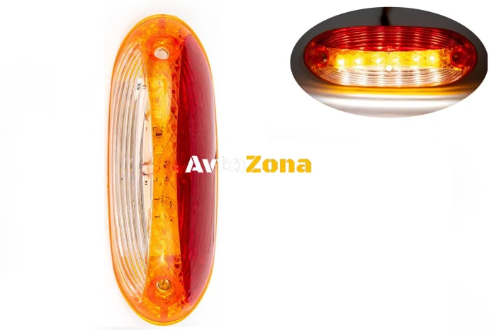 Indicator lateral cu LED, portocaliu, alb, roșu, 125mm x 44mm 24V