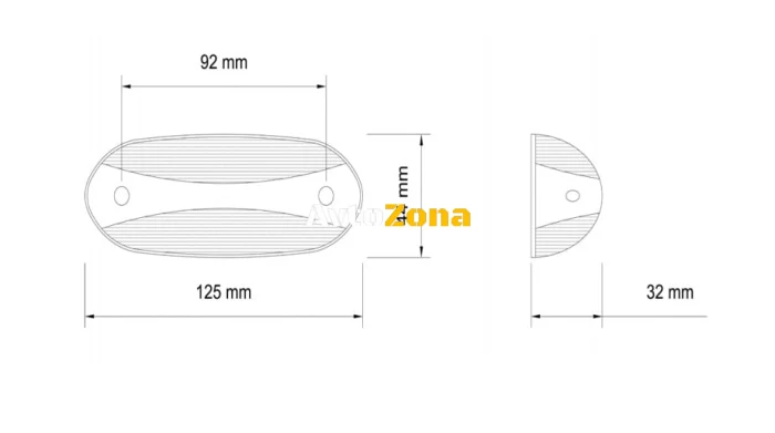 Indicator lateral cu LED, portocaliu, alb, roșu, 125mm x 44mm 24V