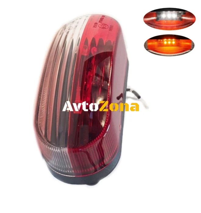 Lampă cu diodă LED, verticală, montare suspendată, față, spate, lampă LED, alb, roșu, 6 diode, 12V/24V E-Mark