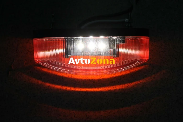 Lampă cu diodă LED, verticală, montare suspendată, față, spate, lampă LED, alb, roșu, 6 diode, 12V/24V E-Mark