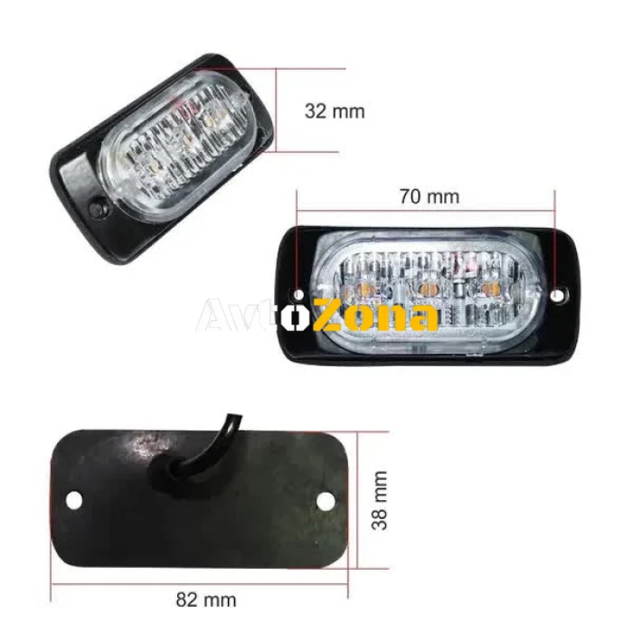 Lampă rutieră de urgență cu 3 LED-uri, lumină blitz galbenă, intermitentă!