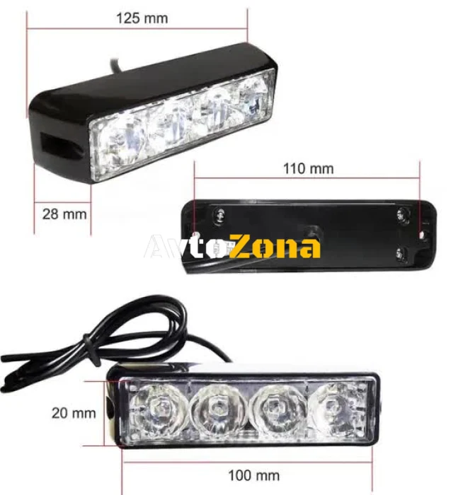 Lampă rutieră de urgență cu 4 LED-uri, lumină blitz galbenă, intermitentă!