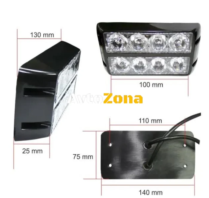 Lampă rutieră de urgență cu 8 LED-uri, lumină blitz galbenă, intermitentă!