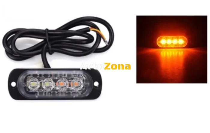 Lampă rutieră de urgență cu 4 LED-uri, lumină blitz galbenă, intermitentă!