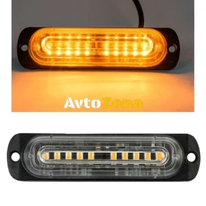 Lampă rutieră de urgență cu 10 LED-uri, lumină intermitentă Blitz galbenă 12V