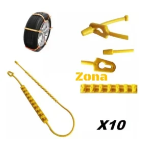 10 lanțuri universale PVC / PVC pentru zăpadă, gheață, noroi. Anvelope de 14 -19 inch. Instalare rapidă și ușoară