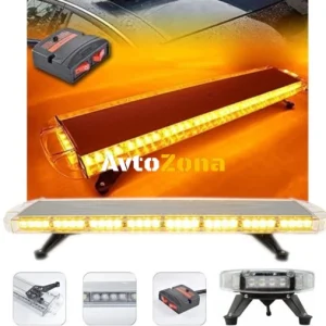 Lumina puternică de semnal de urgență 98cm 72 LED LED blitz beacon jar ice bar 12-24V cu 15 moduri galben pentru asistență...