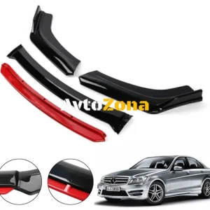 MERCEDES W204 - Spoiler bara de protecție față Roșu 4 piese