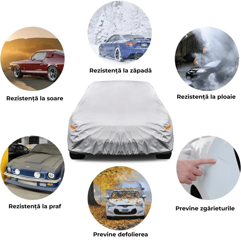 Prelată Auto Premium cu 3 Straturi, Impermeabilă, Protecție UV, Praf și Zăpadă,Accesorii Masina, Universală pentru Berlină...