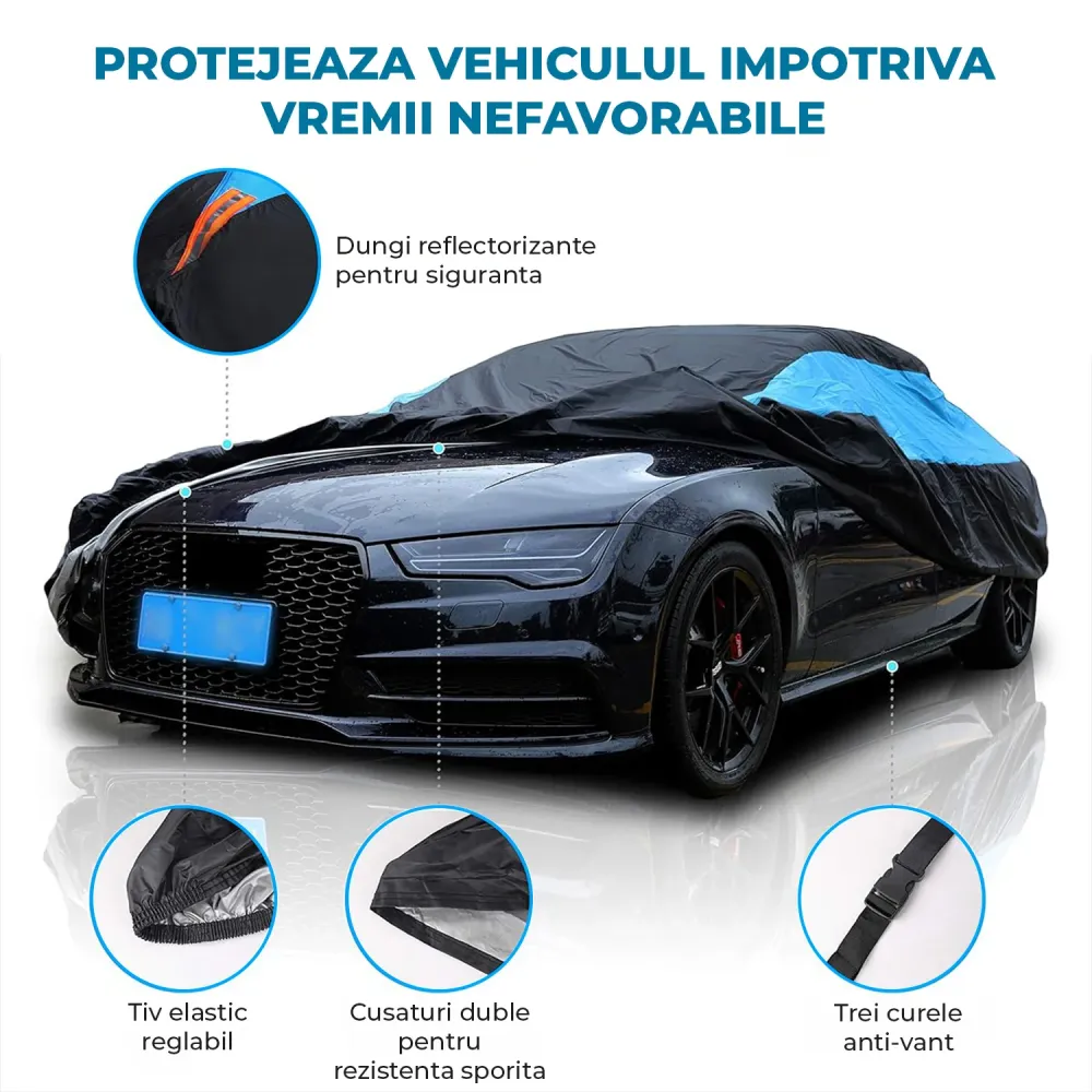 Prelata Auto Premium Elindor® Impermeabila, Antigrindina, Protectie UV Anti Soare , Praf si Zapada, Husa Auto Exterior Uni...