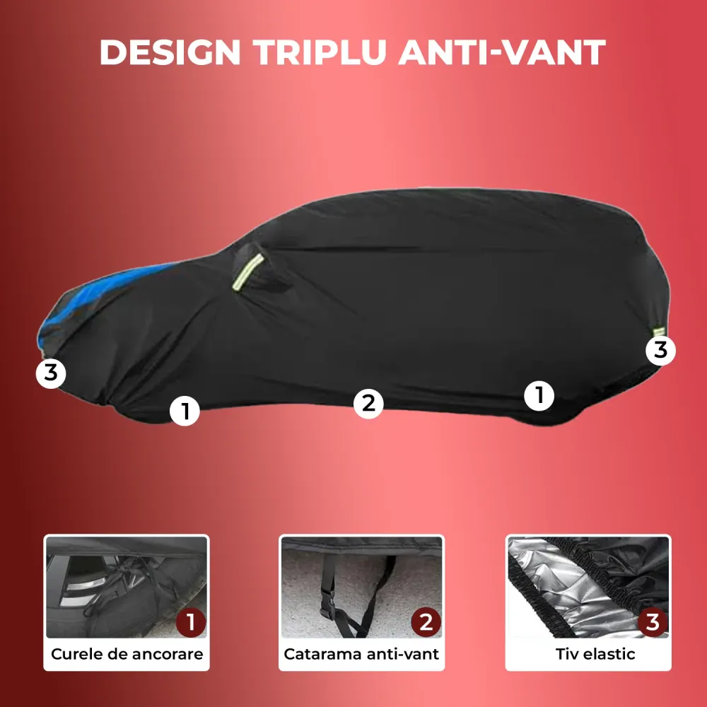 Prelata Auto Premium Elindor® Impermeabila, Protectie UV, Antisoare, Praf, Ploaie si Zapada, Toate Anotimpurile, Husa Exte...
