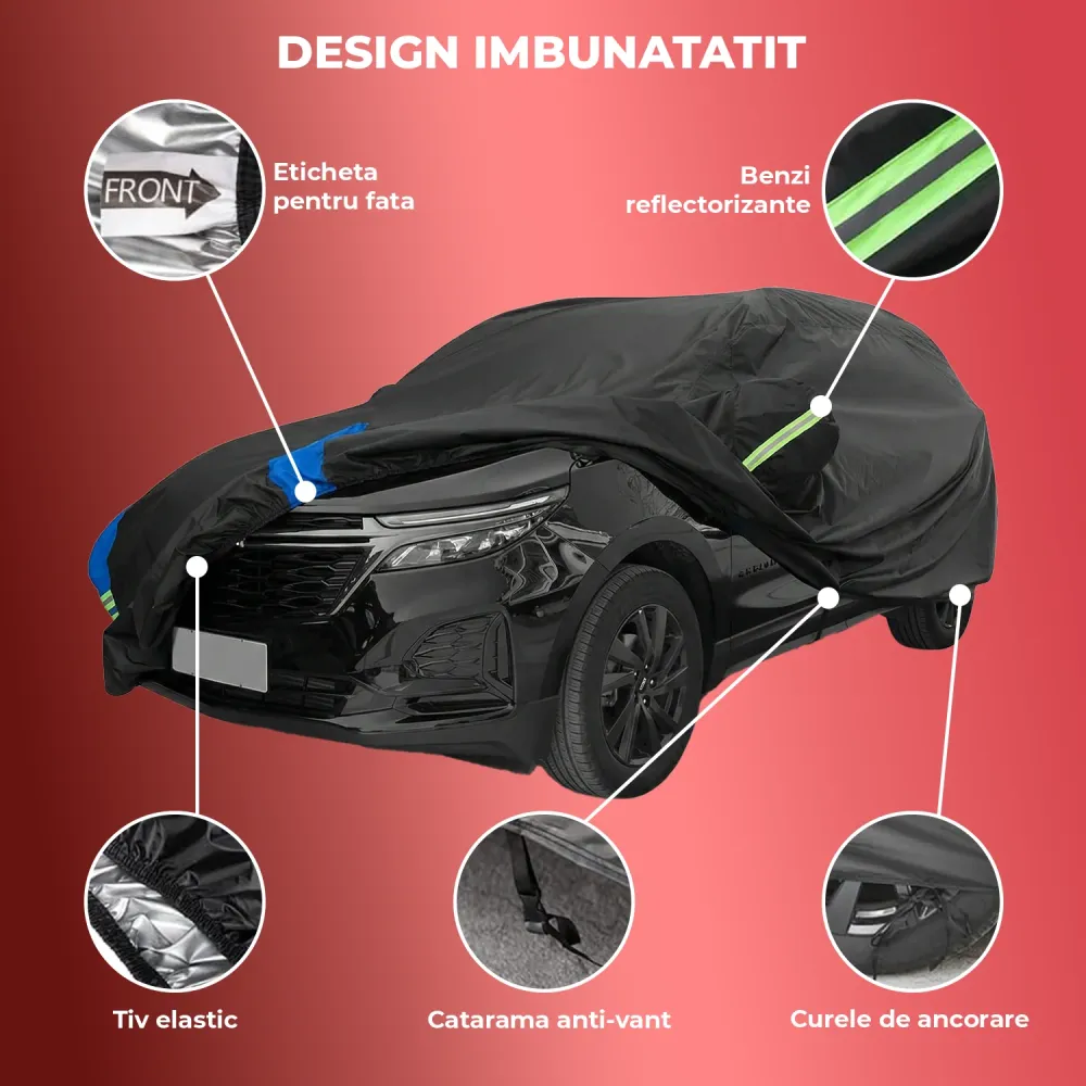 Prelata Auto Premium Elindor® Impermeabila, Protectie UV, Antisoare, Praf, Ploaie si Zapada, Toate Anotimpurile, Husa Exte...